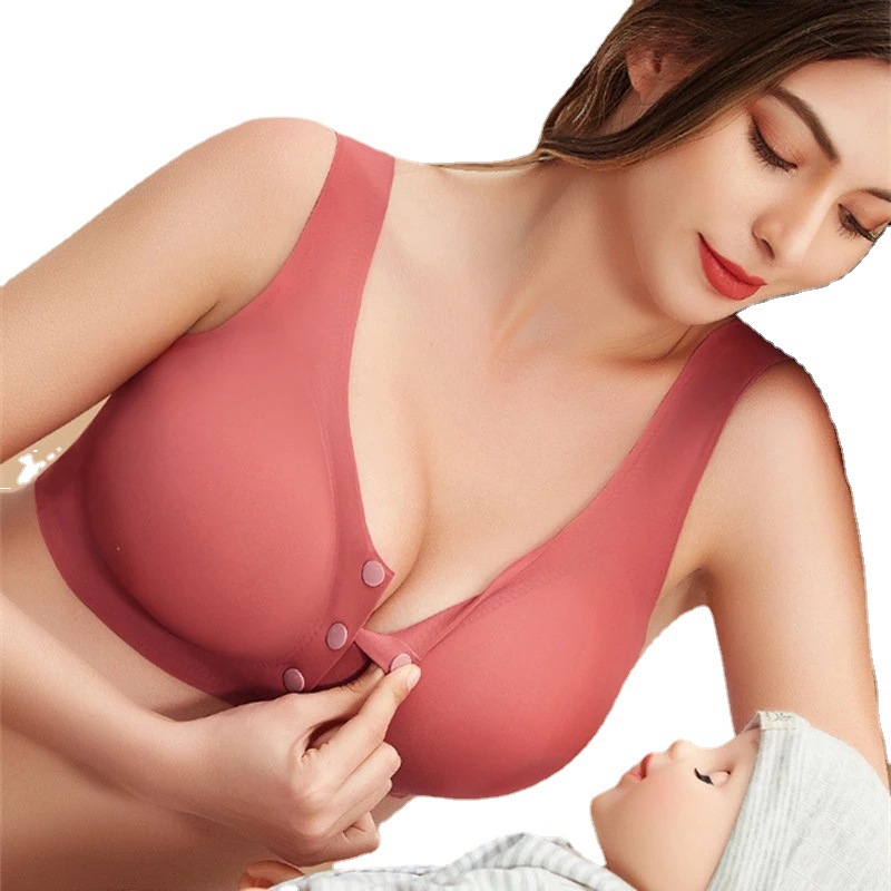 Title 7, Maternity Front Buckle Seamless Ice Silk Breast...