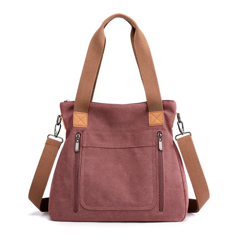 Women Totes All-match Portable Large-capacity Female Canvas Bag Female Casual Shoulder Bags - Purple