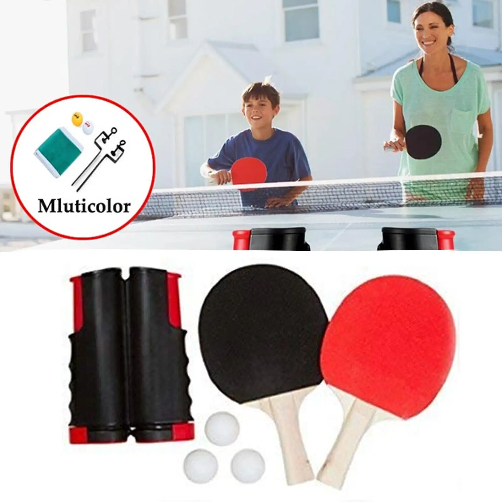 Table Tennis Kit Ball Retractable Net