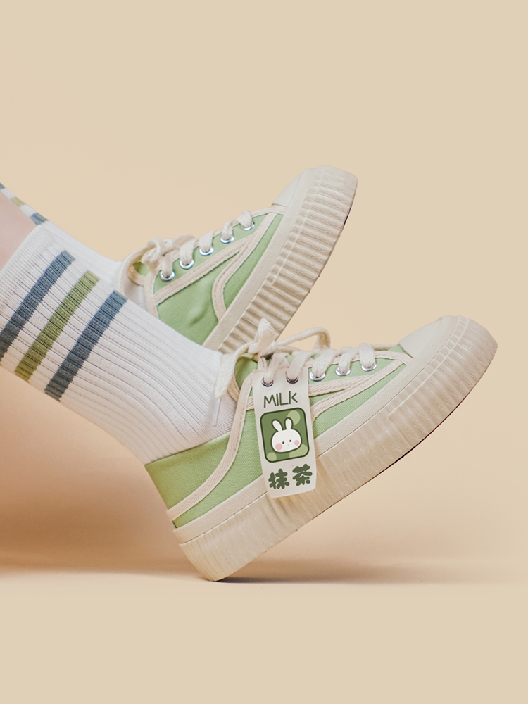 Breathable Low Top Biscuit Shoes With Thick Soles Japanese Style