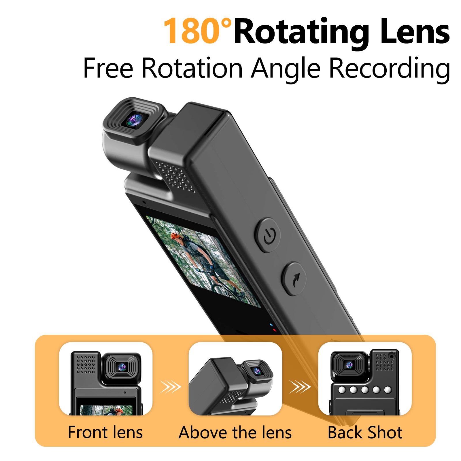 1080P HD Body Camera With Rotatable Lens, Portable Meeting Recorder With Screen & Clip, Wearable Video Recorder Supports TF Card For Law Enforcement & Conference