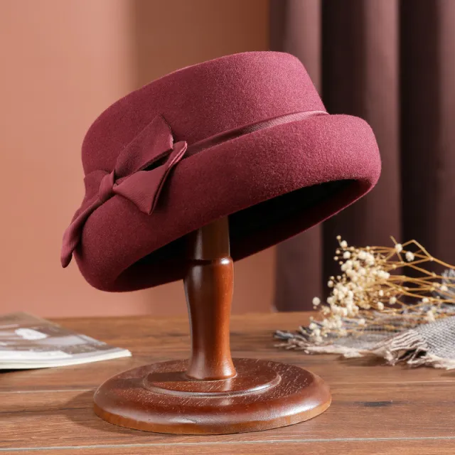 Women's Warm Woolen Felt Cloth Top Hat Wine Red - Shop at LoveMi
