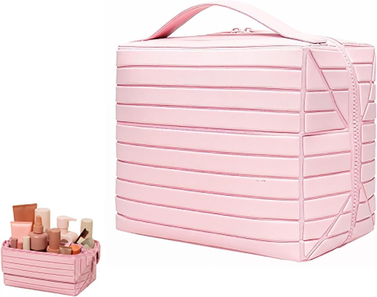 Foldable Standing Makeup Bag With Large Capacity And Multiple Compartments, Portable Toiletry Bag, Travel Skincare Products, Cosmetics Storage Bag