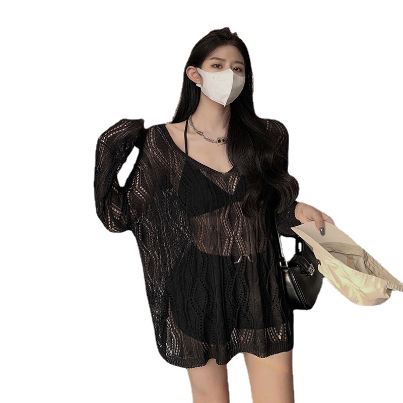 Cutout Blouse Long-sleeved Sweater Top