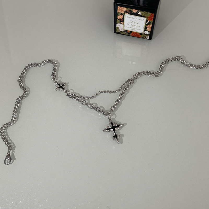 Title 4, Black Cross Necklace Men