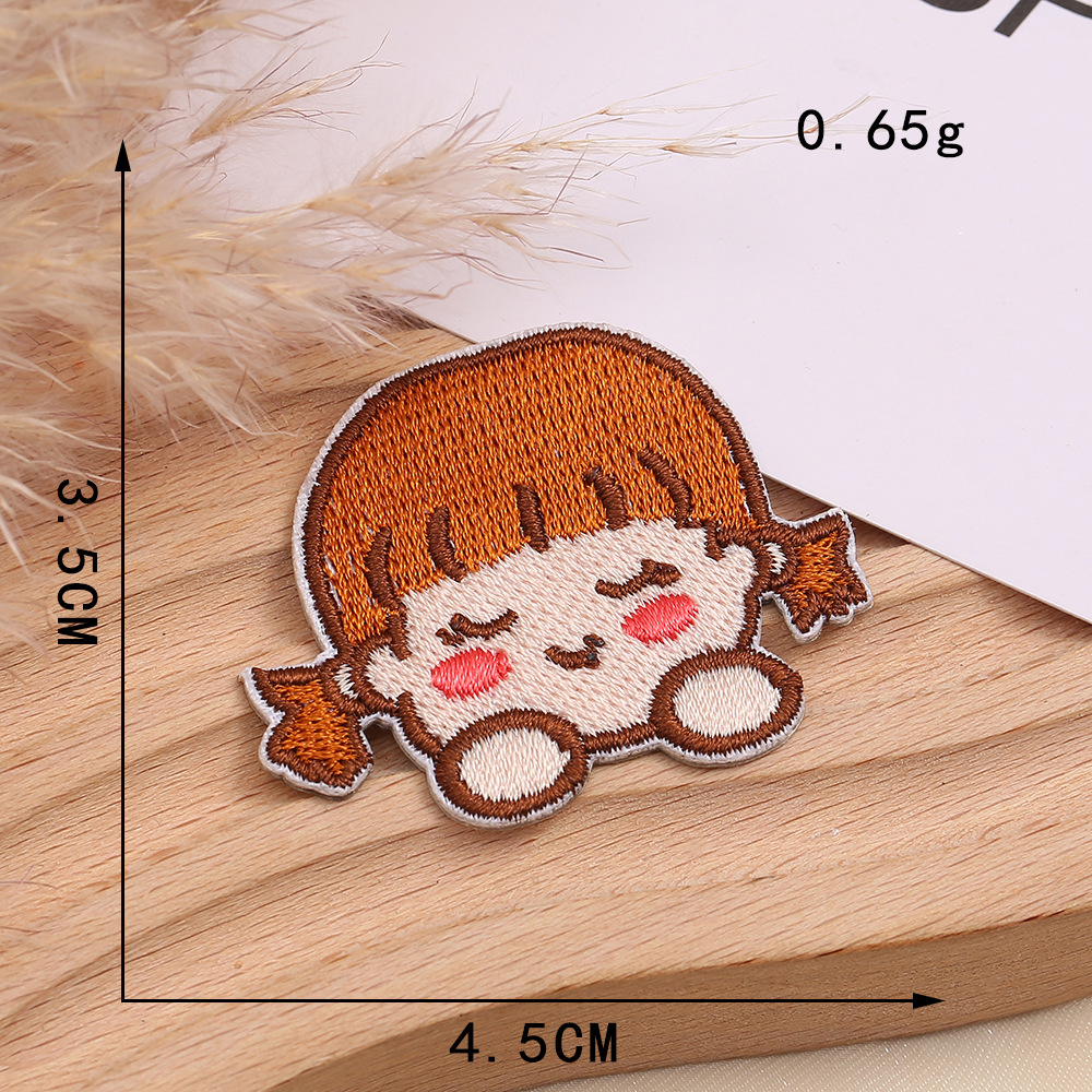 Title 3, Cartoon Girl Head Portrait Embroidery Badge Sel...