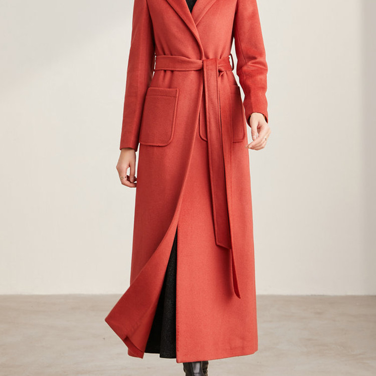 Double Faced Solid Color Slim Wool Coat