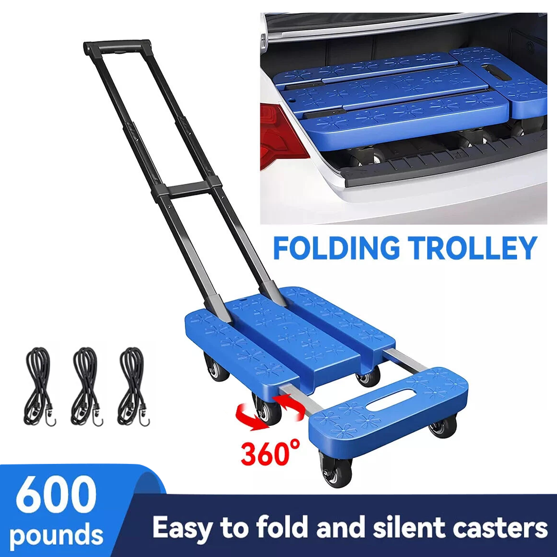 270KG Folding Hand Truck Luggage Dolly Trolley Moving Platform Cart Heavy Duty 6