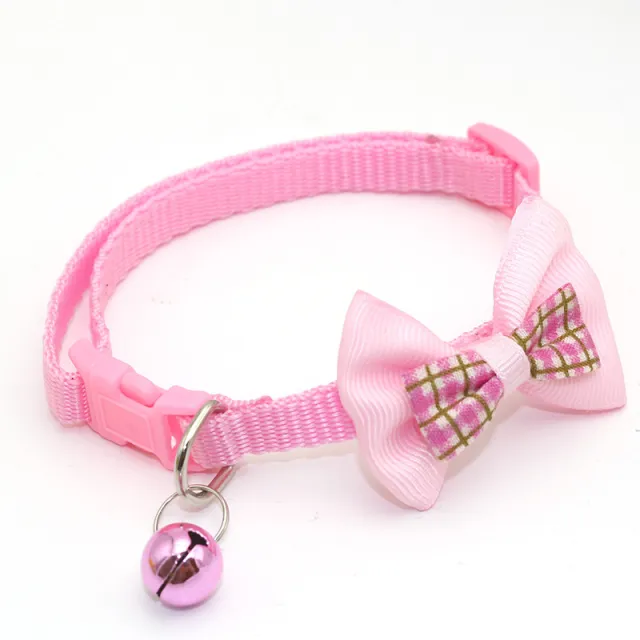 Pet Plaid Bow Collar Cat Cute Pink - Shop at LoveMi
