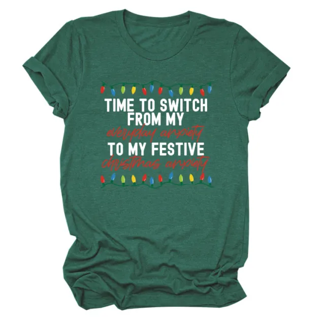 Pattern Printing Casual Short sleeved T shirt Women's Tops Vintage Green White Color - Shop at LoveMi