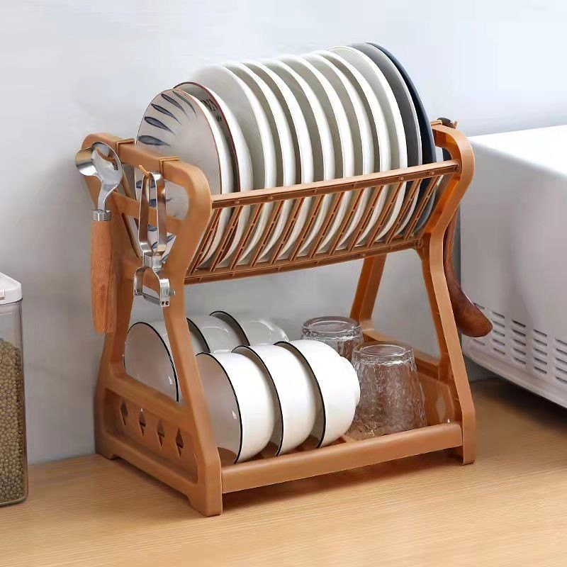 Title 5, Kitchen Double Stacking Dish Rack Draining Shelf