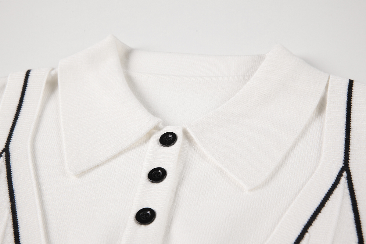 Fake Two-piece Sling  Sweater Women Polo Collar Knit Top