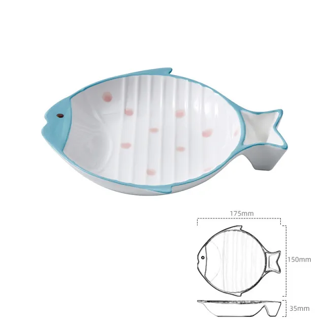 Fish shaped Ceramic Plate Cat Food Feeding Bowl Pink - Shop at LoveMi