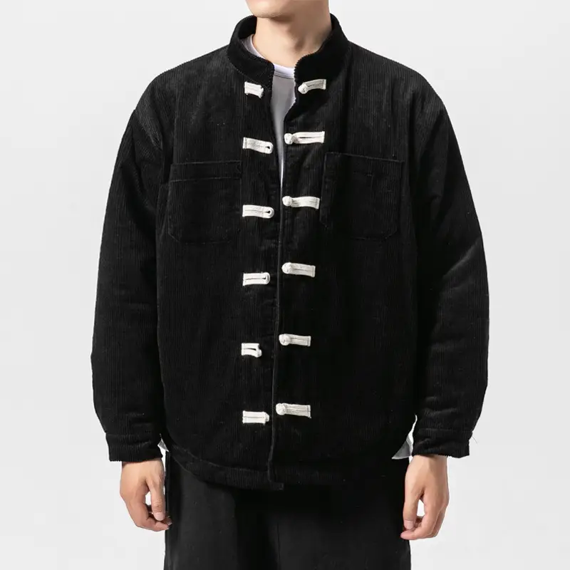 Men's Chinese Retro Stand Collar Buttoned Cotton Jacket