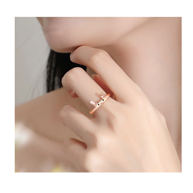 Title 3, Bague Ouverte Lapin Mignon pour Femme Bijou Ten...