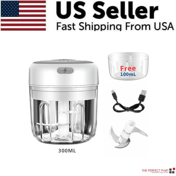 Electric 300ML Garlic Press Chopper Chili Onion Fruits Meat Mincer Blender Mixer — foto 2