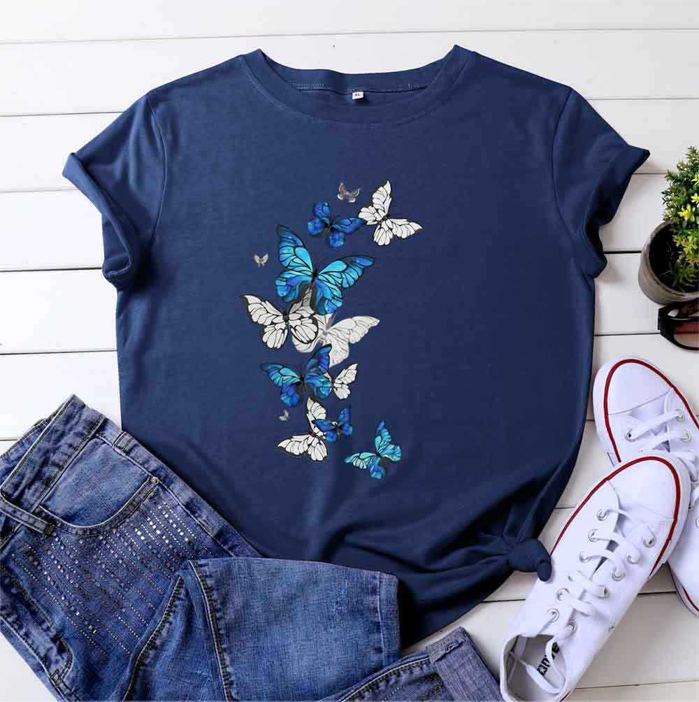 Title 5, Womens fashion flying butterfly print cotton r...