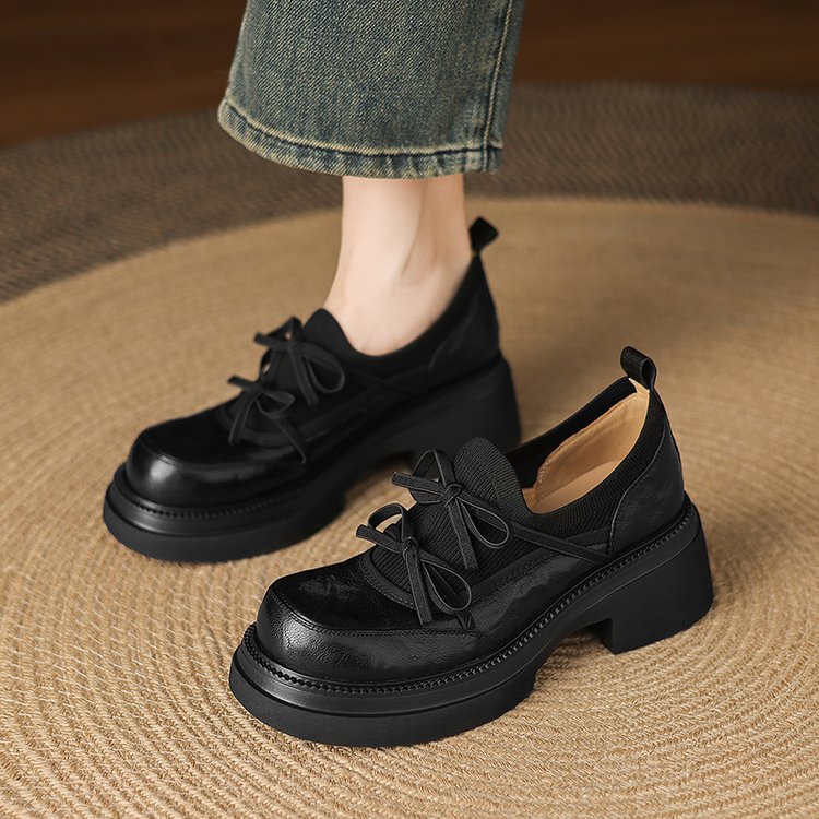 Bow Knitted Platform Loafers, picture 2 of 3