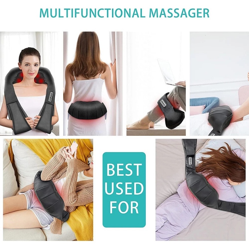 Electric Neck & Shoulder Massage Shawl Heated 8-Heads Back Pounding Massager