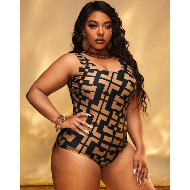 Women's Fashion Graphics Patchwork Print Bikini One-piece Swimsuit - Image 4