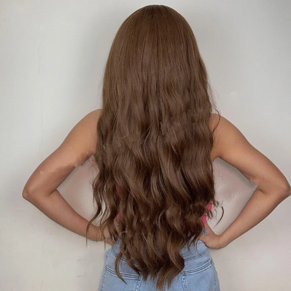 Female Chestnut Blond Bangs Long Curly Air Bangs Synthetic Fiber Wig - 1 Style