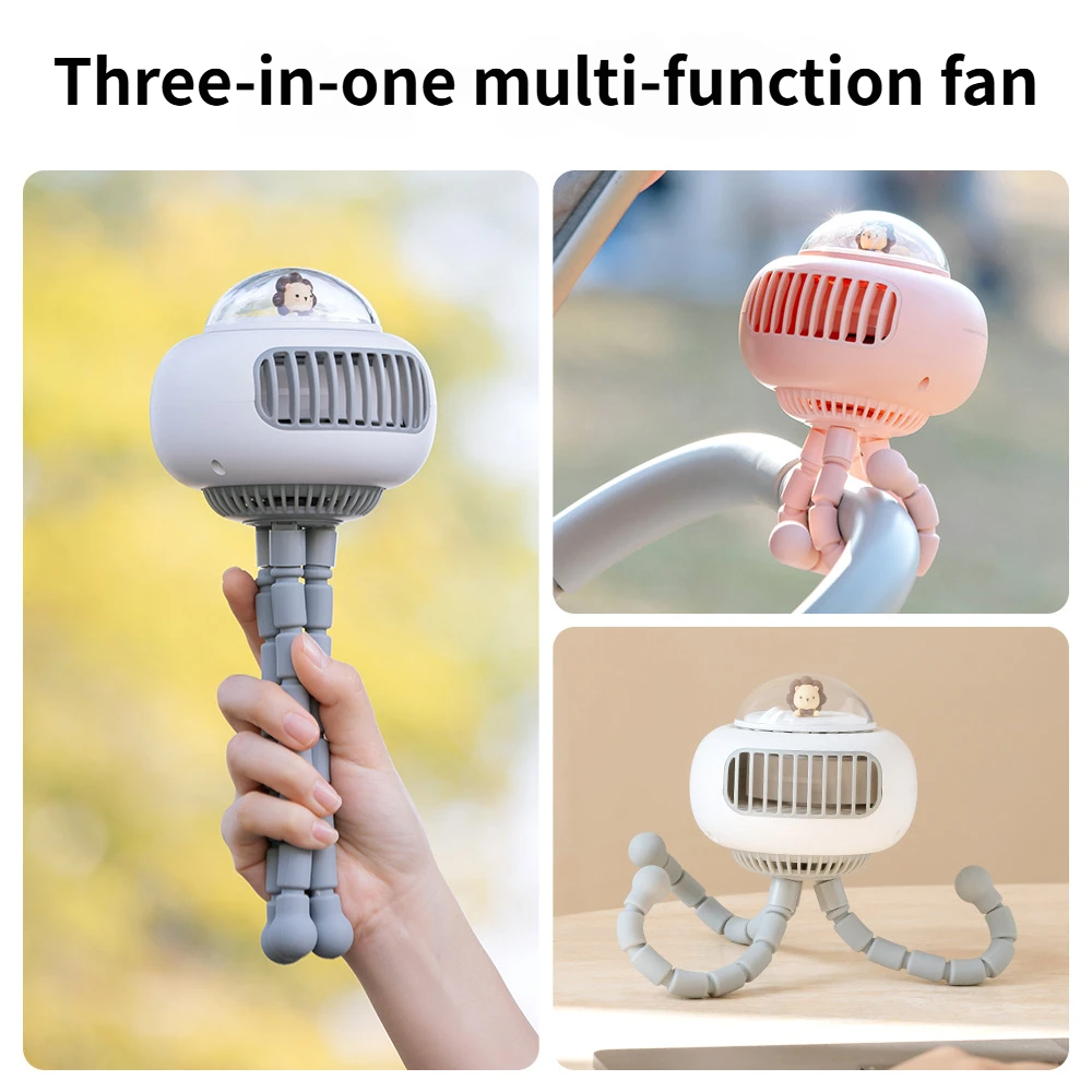 Jellyfish Octopus Fan, 3600mAh Rechargeable With Head Shaking