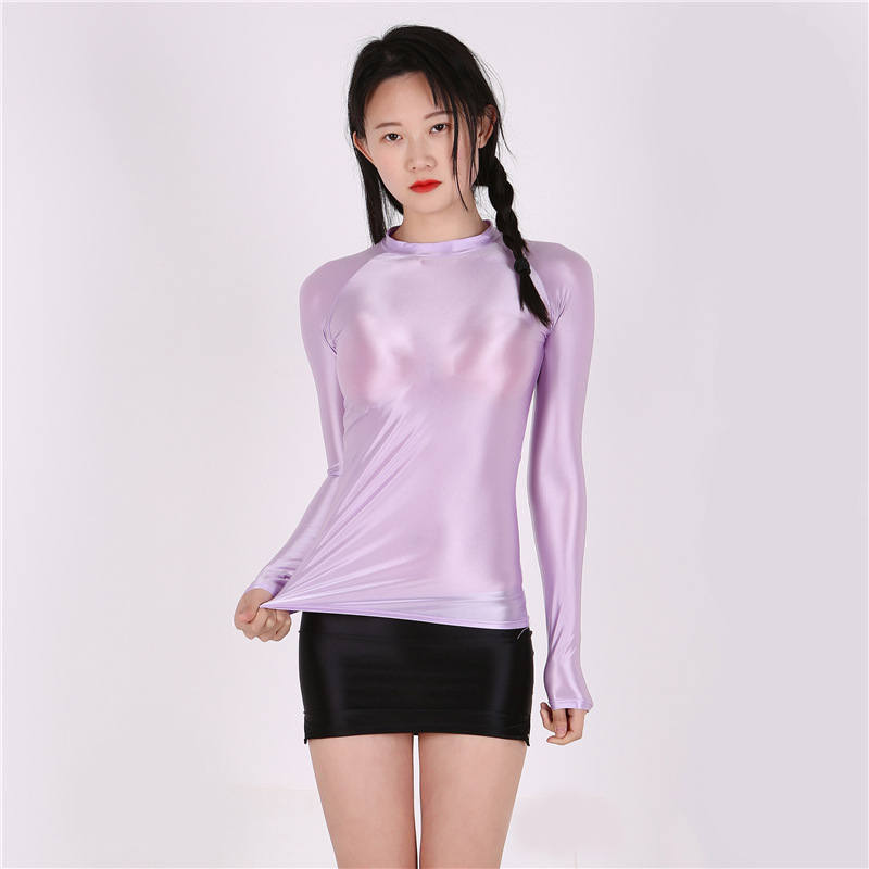 Title 11, Fashion Bright Shiny Tights Slim T-shirt Sexy T...