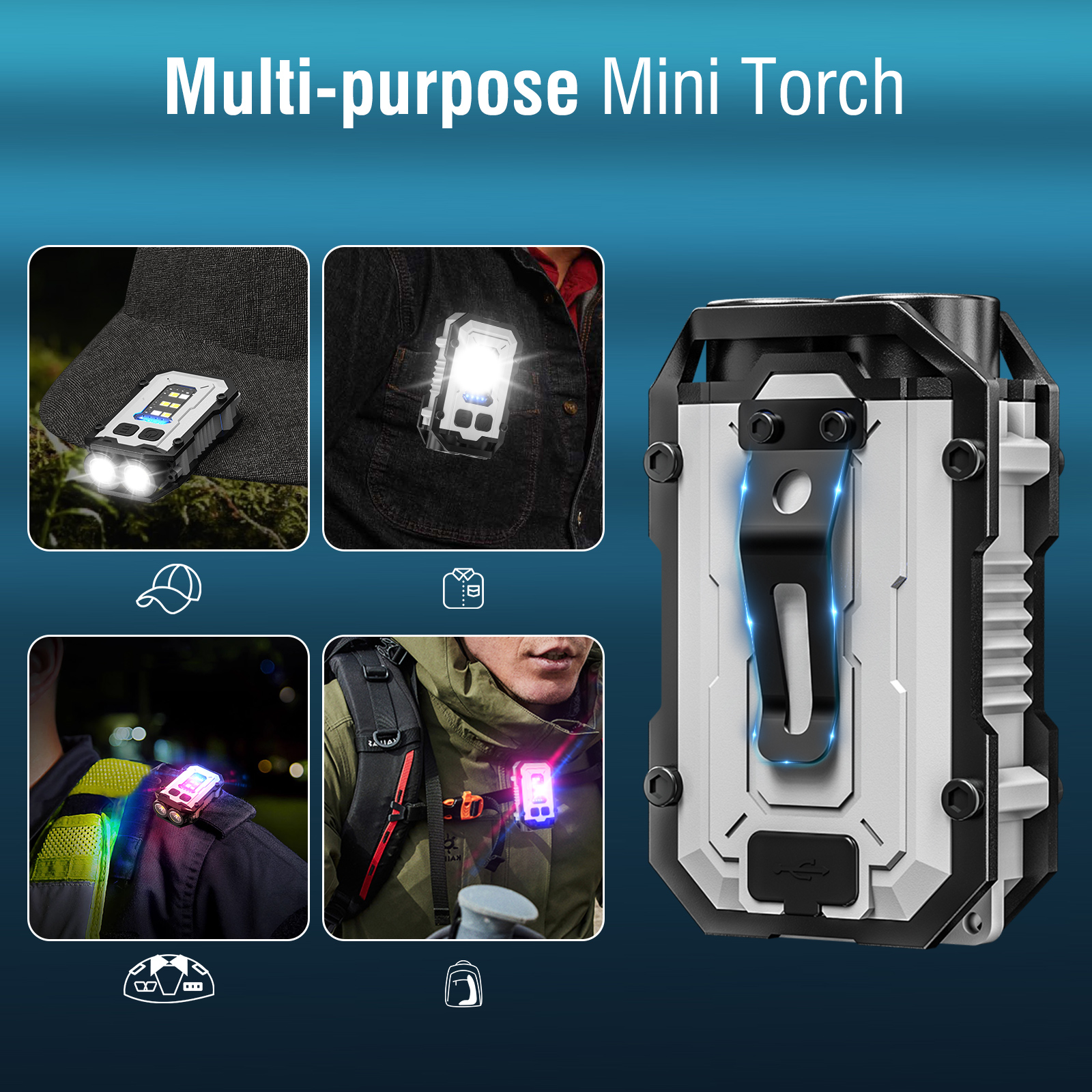 Mini LED Keychain Flashlight Rechargeable Self Protect Security Torch Portable — image 10