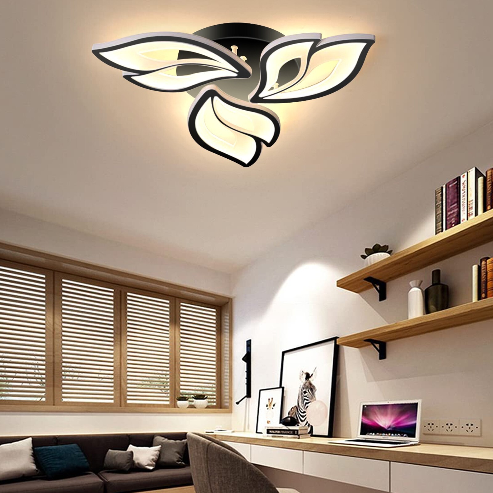 Modern Dimmable LED Ceiling Light Petal Chandelier Lamp For Living Room Bedroom — image 7