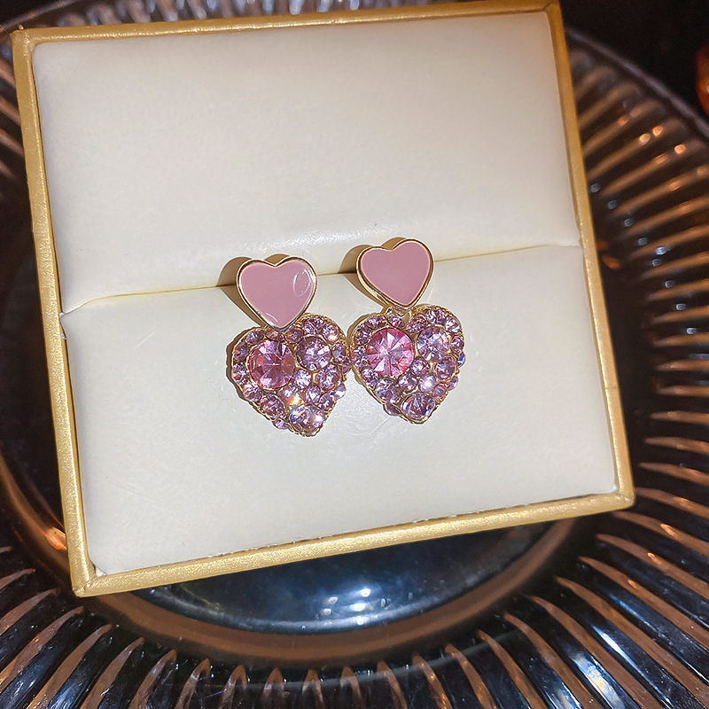 Sweet Textured Heart Flower Earrings Women Silver Needle Cat Eye Pearl Studs Fashion Jewelry 4