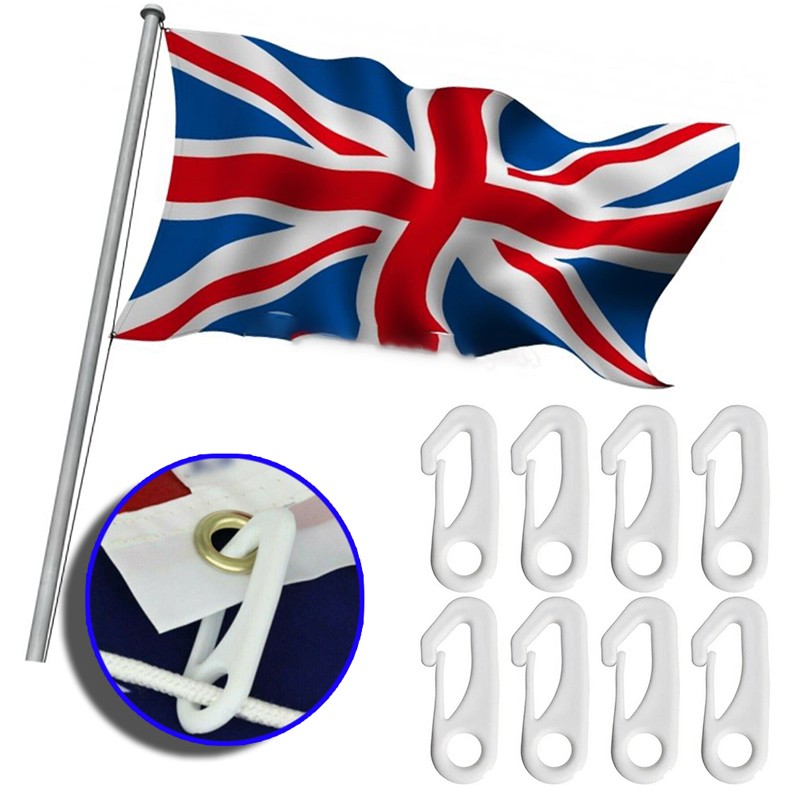 8Pcs White Heavy Duty Flagpole Snap Hook Clips Flag Pole Attachment Accessories — image 2