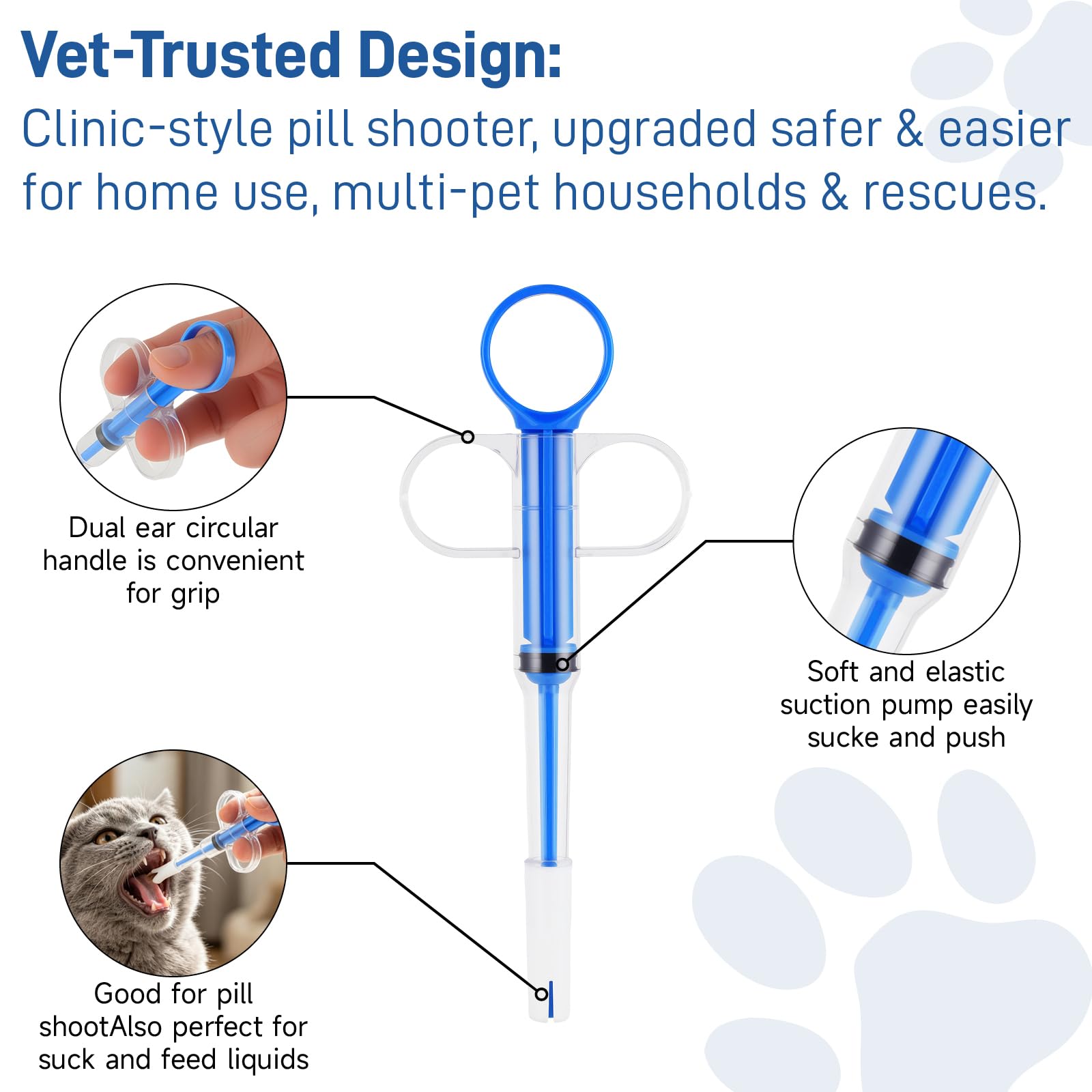 Cat Pill Shooter, Pill Popper For Cats & Dogs, 2-in-1 Pet Piller  Anti-drop Syringe For Tablets & Liquid. Easy Admin For Small Animals. Soft Rubber Tip Protects Gums — foto 9