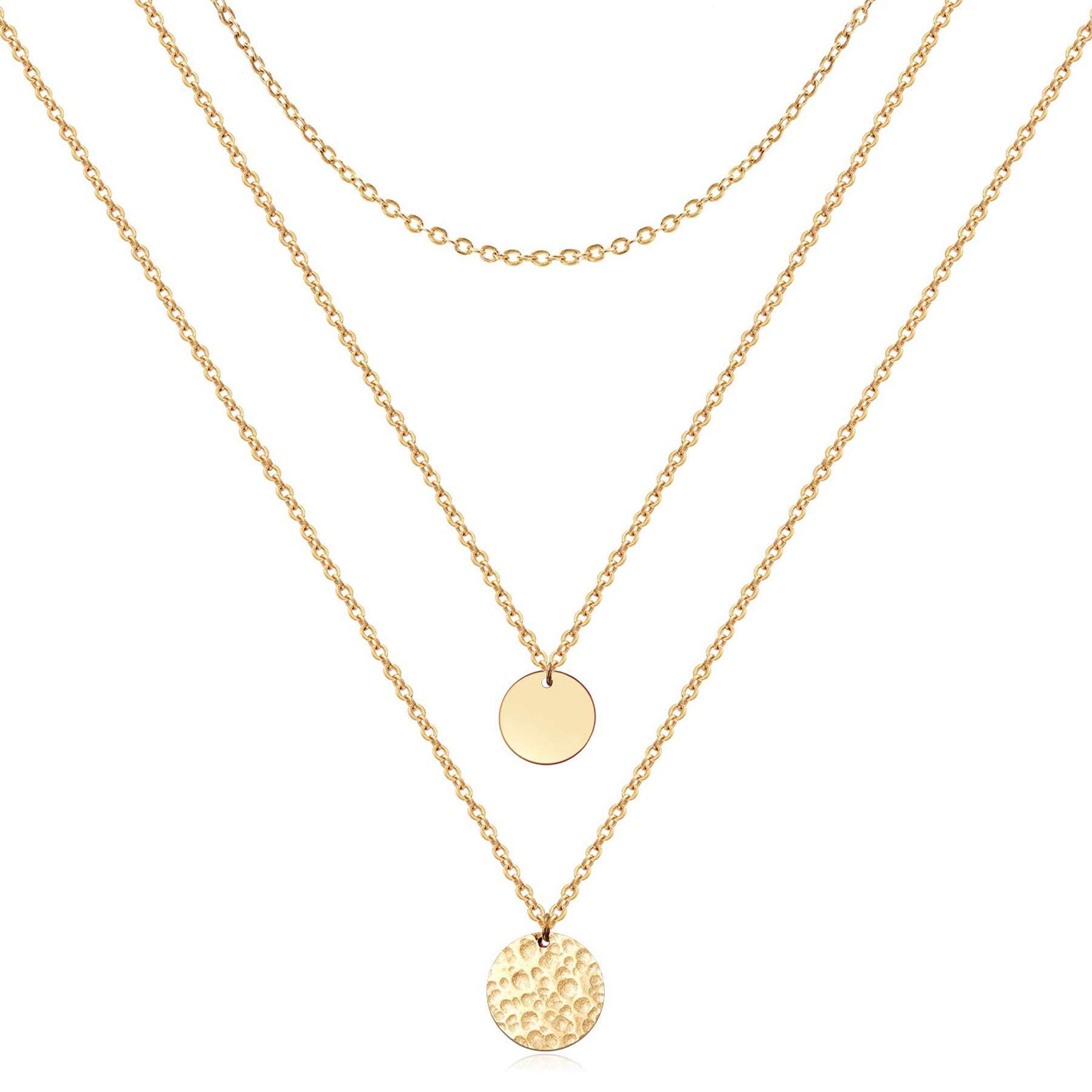 [14K Gold Layered Choker Necklace – Minimalist Chain Jewelry for Women – US Ship