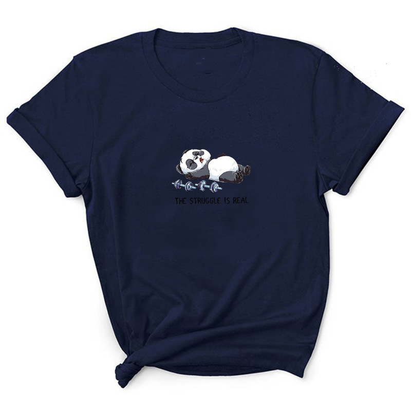 Summer Fashion European And American Personality Dumbbell Print Short-sleeved T-shirt Through