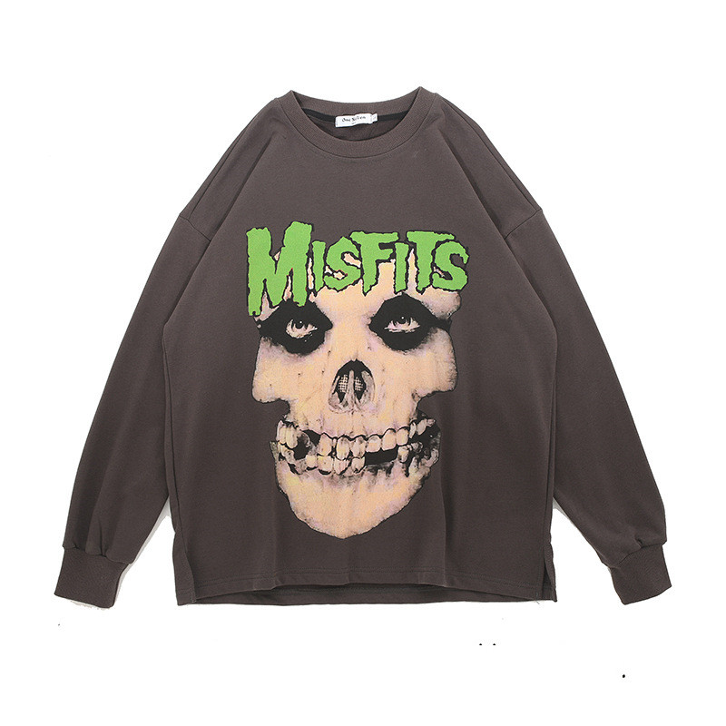 Pullover Crewneck Sweatshirt Horror Skull Print T-Shirt