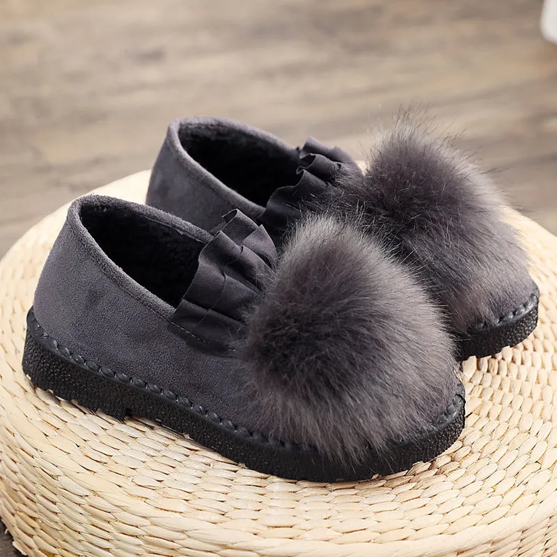 Womens Cotton Fleece Winter Beanie Shoes - Grey