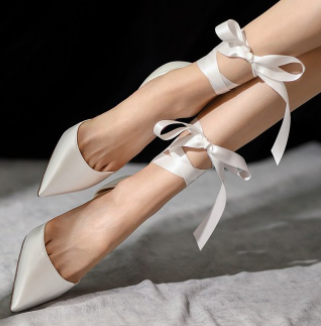 Satin Pointed Toe Stiletto Heels, picture 2 of 4