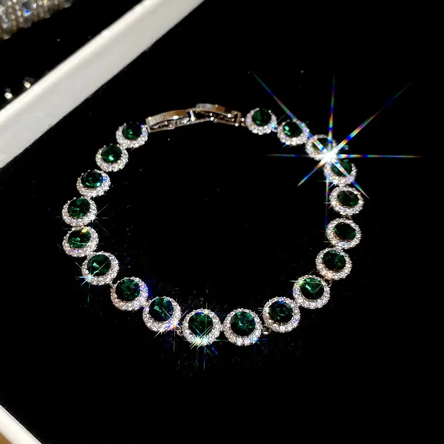 Ins Style Korean Rhombus Zirconia Bracelet Minimalist Ethereal Bangle Chic Fashion Hand Jewelry