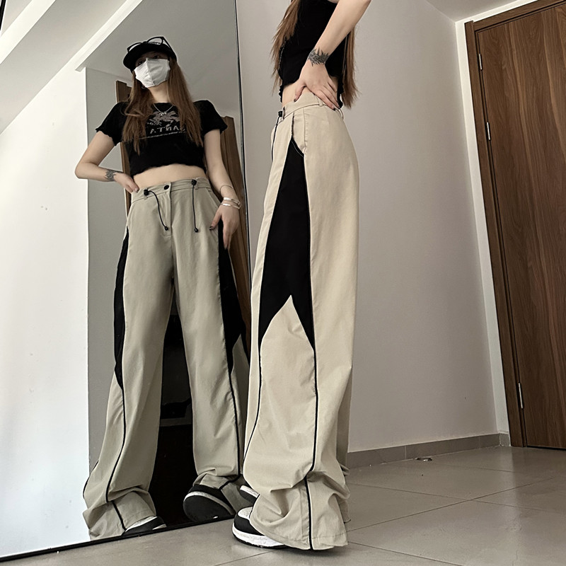 Title 18, Retro Wide-leg Pants for Women, Loose Fit, Draw...