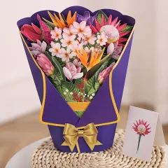 Flowers Holiday Gift Large Bouquet Greeting Card Decoration Greeting - Bird Of Paradise - View 1