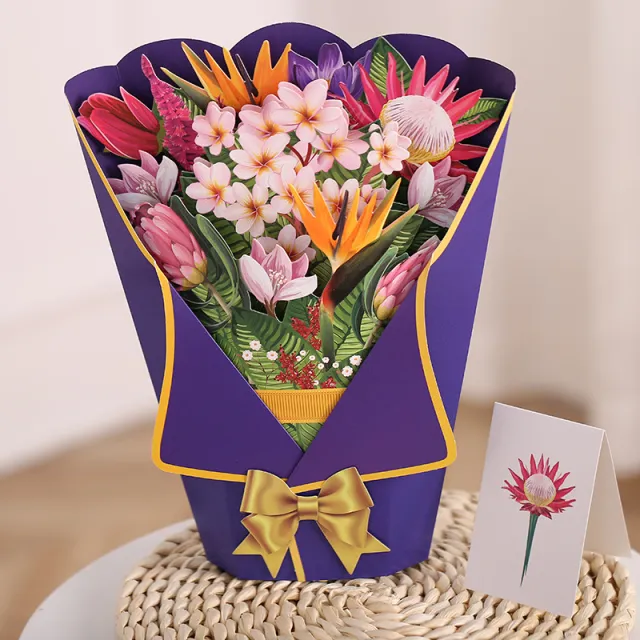 Flowers Holiday Gift Large Bouquet Greeting Card Decoration Greeting Bird Of Paradise - Shop at LoveMi
