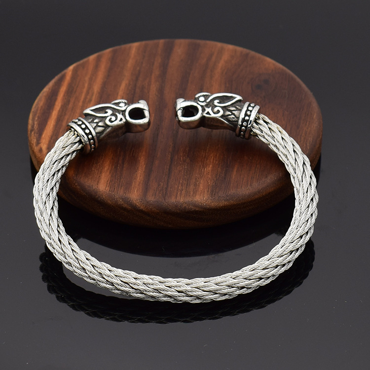 Pirate stainless steel vintage double head dragon bracelet