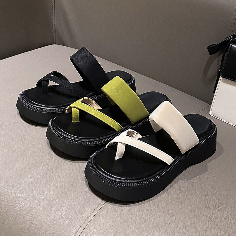 Women Summer Two Strap Thong Platform Slide Sandals Matching Daily