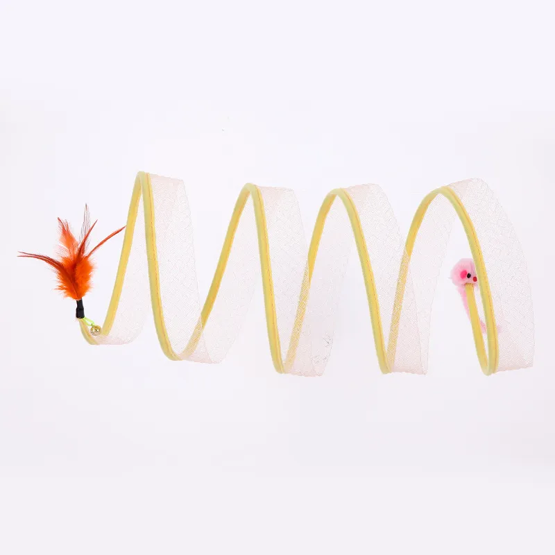 Cat Pets Toys Mouse Shape Balls Foldable Cat Kitten Play Tunnel Funny Cat Stick Mouse Supplies Simulation Mouse Pet Accessories - Style B