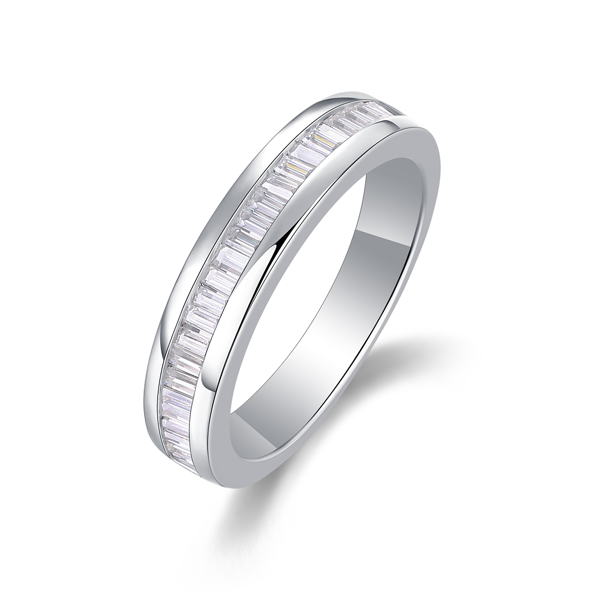 The Beauty Of Overlap - A Wedding Ring Set With Top-quality Square Moissanite S925 Silver And Platinum-plated Diamond Can Be Inspected With A Diamond Pen - Image 1