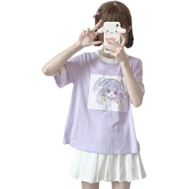 Soft Girl Student Cute Little Japanese Top Violet - Shop at LoveMi