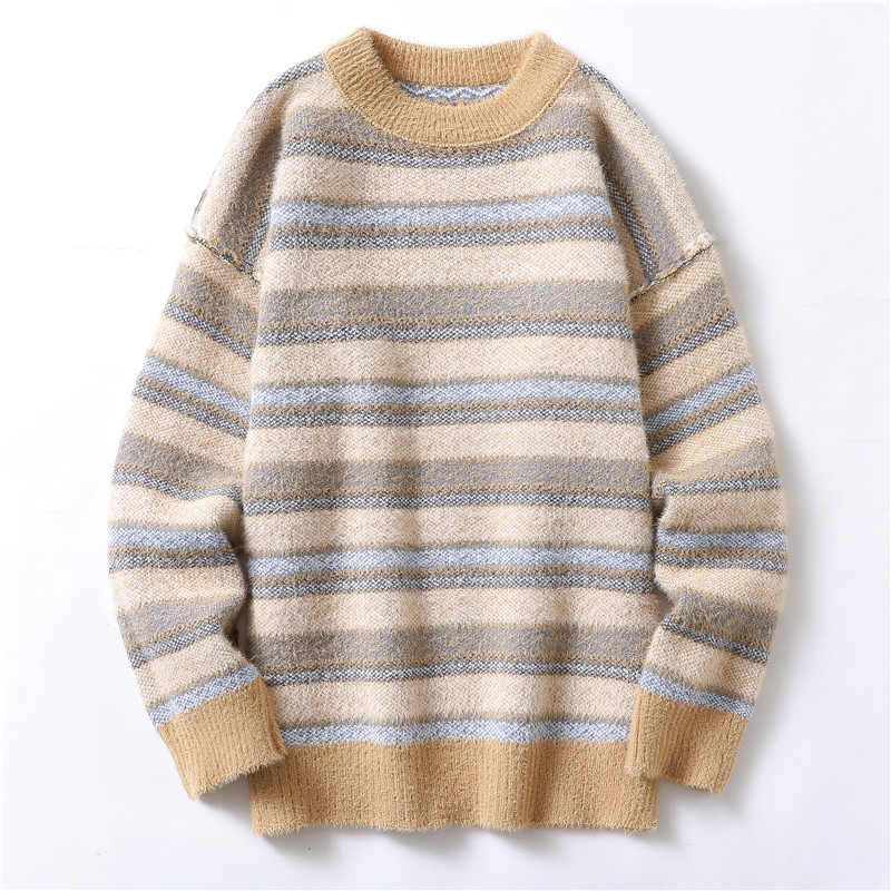 Autumn And Winter Mink Velvet Sweater Men's Knit Sweater Plus Velvet Thick Winter Coat Warm Line