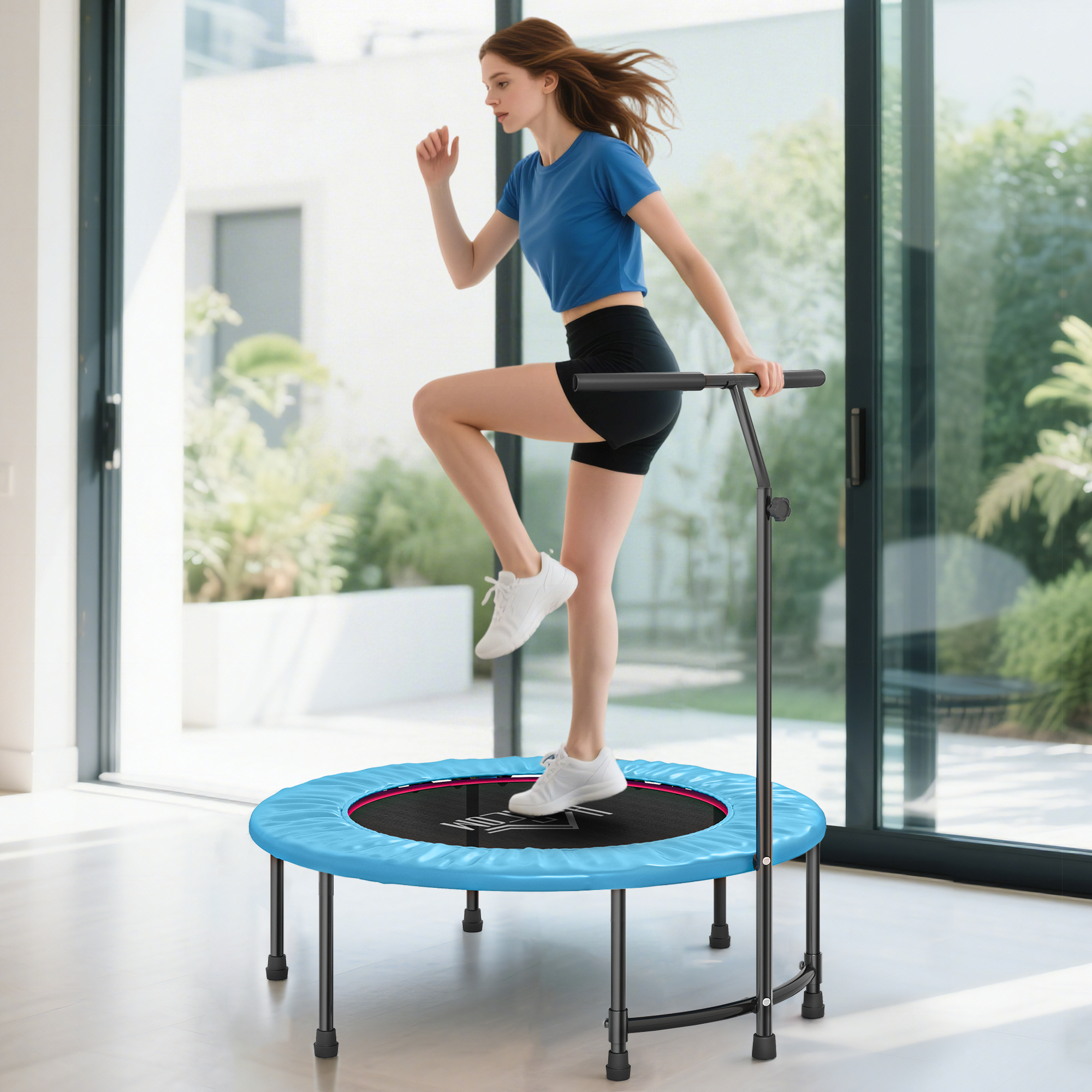 40 Inch Fitness Trampoline With Adjustable Handle, Rebound Mini Indoor Sports — image 4