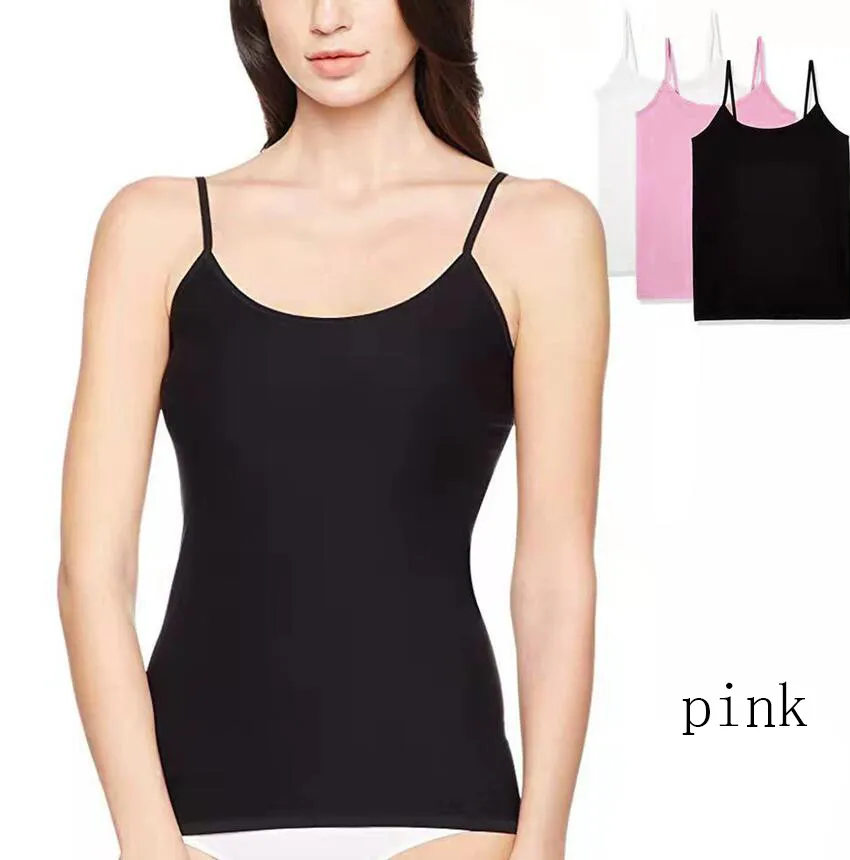 Fashion Simple Women's Solid Colour Tight Camisole - Pink Sling