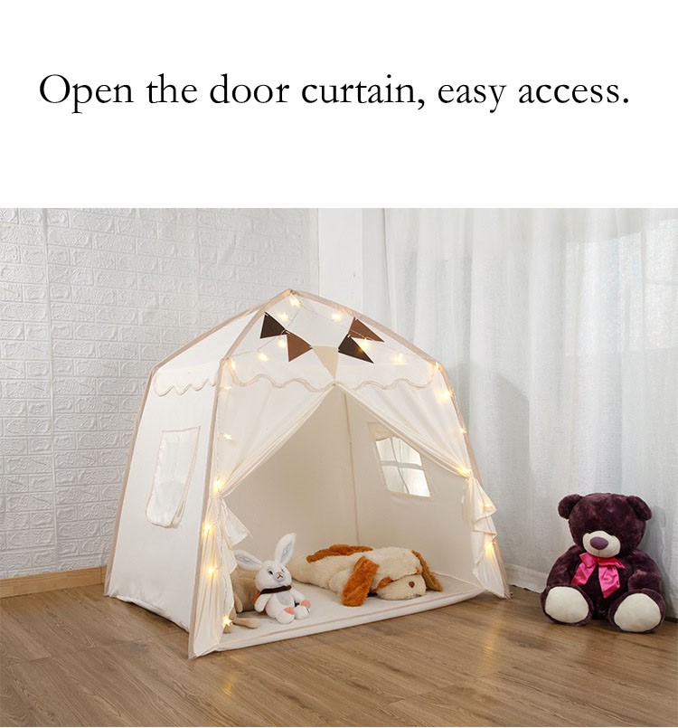 Large Kids Play Tent W Flags Star Lights Portable Teepee In Outdoor Dome